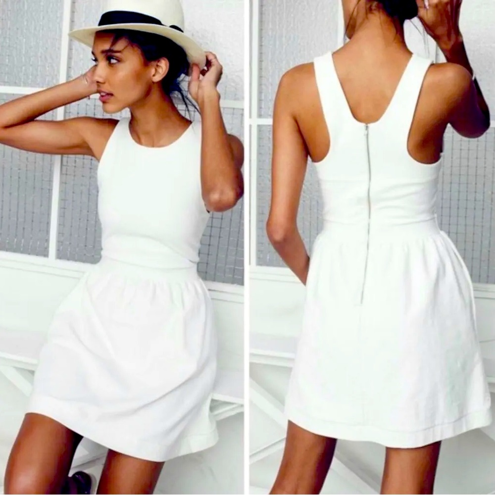 Madewell White Pierside Zip-Back Sleeveless Mini Dress Women's size Medium